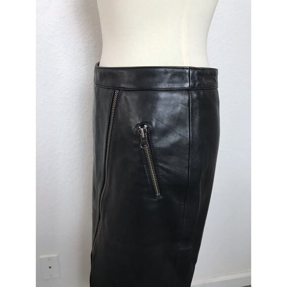 Michelle Mason Asymmetrical Zippered Pencil Skirt Leather - Picture 5 of 7
